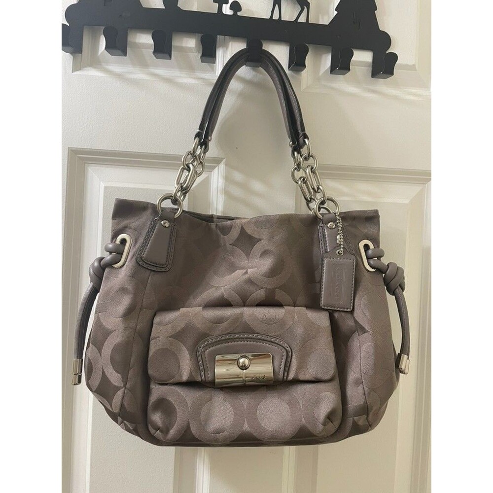Coach Kristin Op Art Women's Shoulder Bag Grey Monogram Signature 14768
